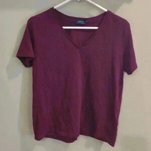 Polo Ralph Lauren plum short sleeve v-neck T-shirt women's Xlarge‎